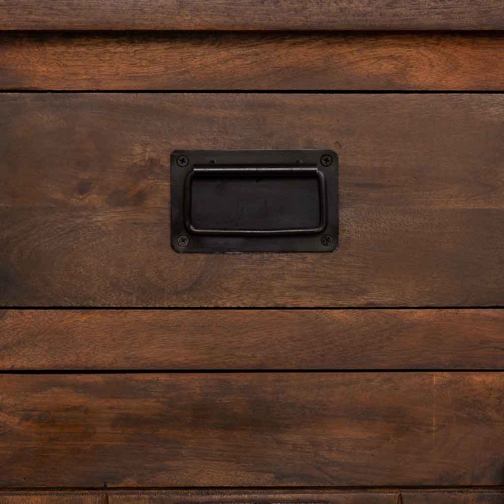 MESITA ÓXIDO ARTESANAL DE MADERA MACIZA CON 1 PUERTA Y 1 CAJÓN image 6