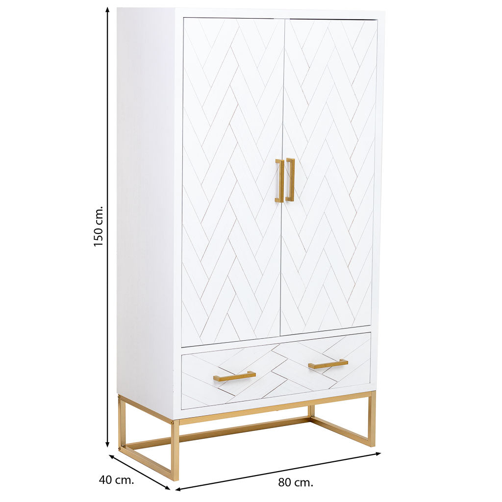 ARMARIO MARTA DE MADERA Y METAL BLANCO 2 PUERTAS Y 1 CAJÓN image 2