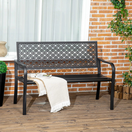 🌿 Banco de Jardín Modelo Forge Elegance 2 Plazas Acero Negro Forja