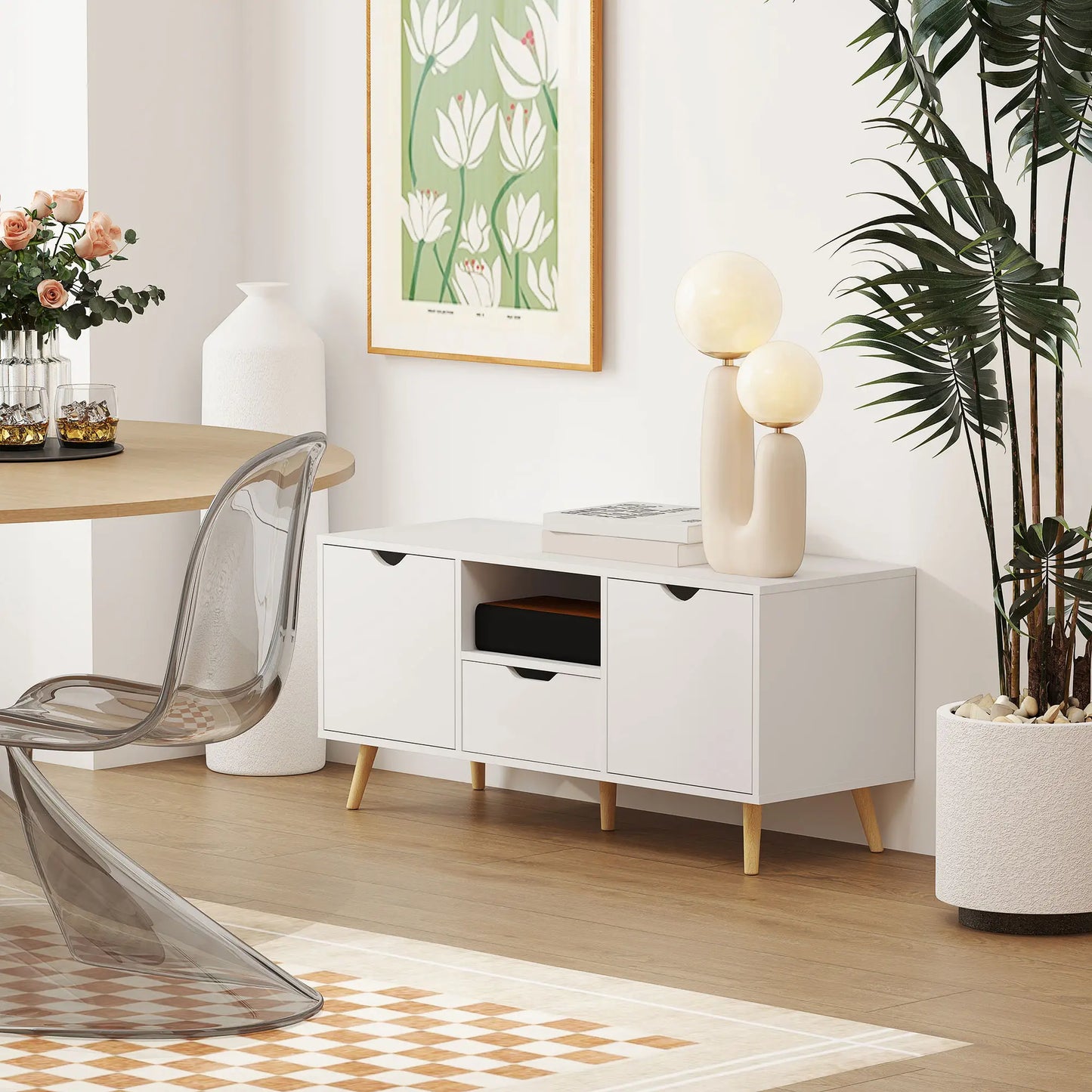 📺 MUEBLE TV “NORDIC BOX 110” – 2 PUERTAS + CAJÓN + HUECO ABIERTO · HASTA 50" · 2 COLORES