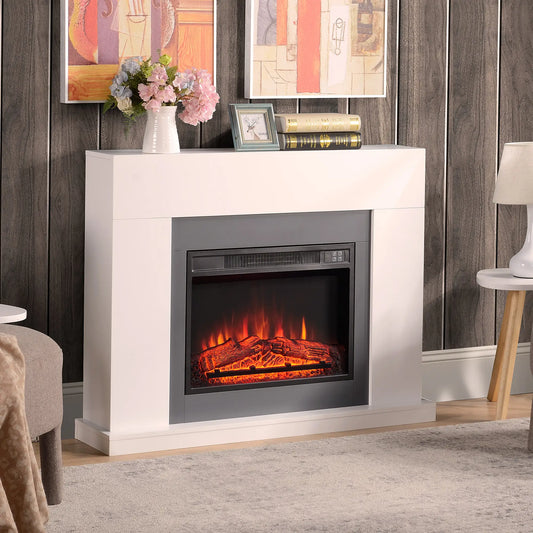 🔥 CHIMENEA ELÉCTRICA WHITE FLAME 2000 – BLANCA CON REPISA, MANDO A DISTANCIA Y LLAMA REALISTA
