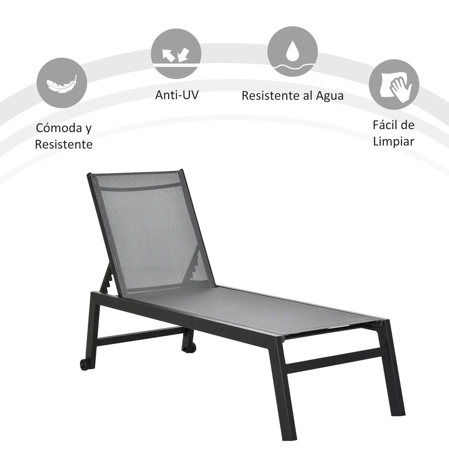 TUMBONA DE JARDÍN RECLINABLE ALUMINIUM RELAX PRO · CON RUEDAS image 3