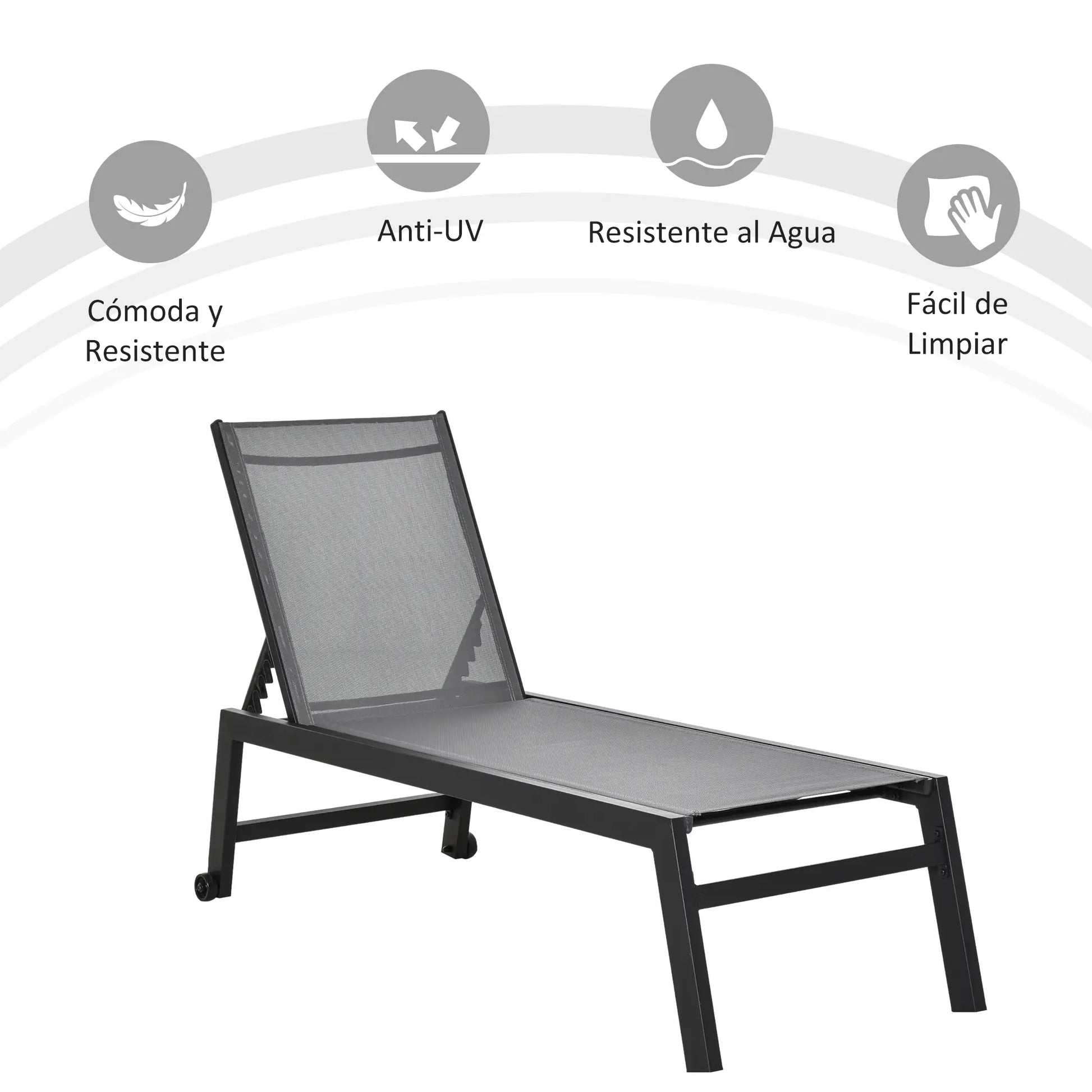 TUMBONA DE JARDÍN RECLINABLE ALUMINIUM RELAX PRO · CON RUEDAS image 3