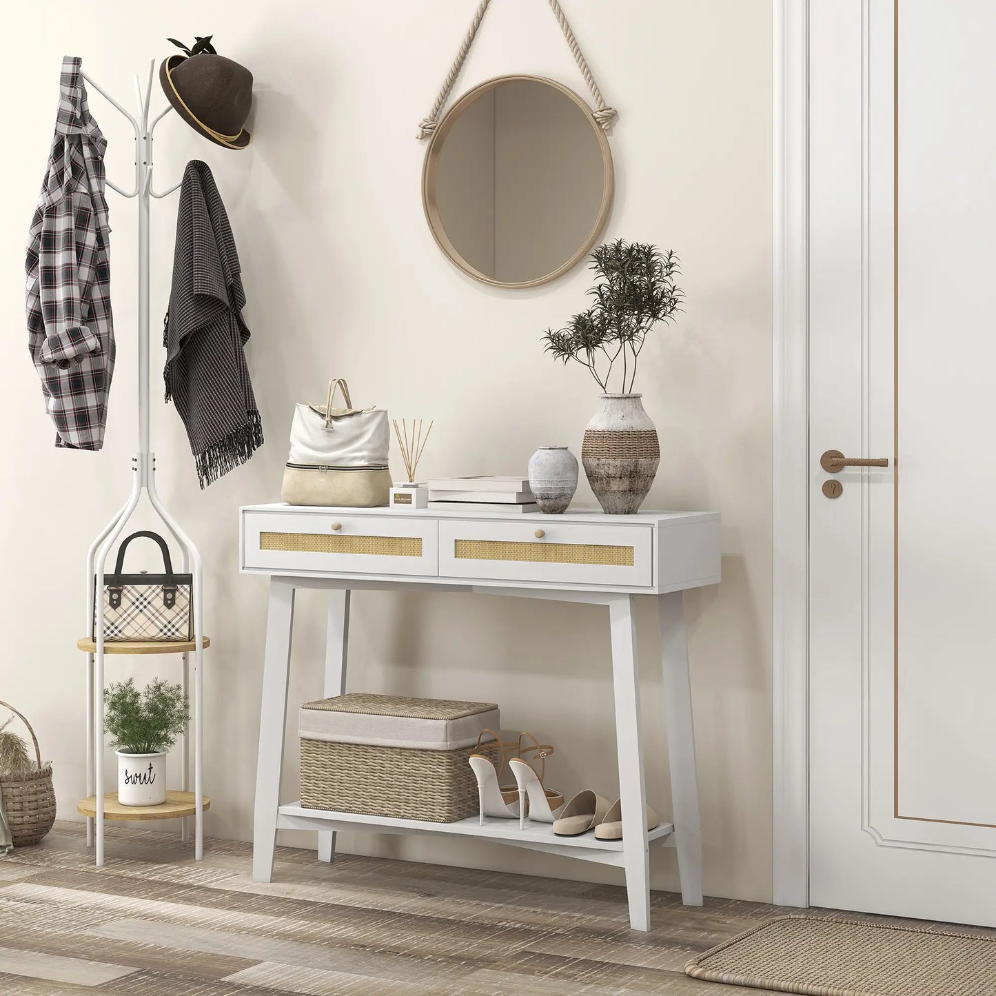 CONSOLA BOHO RATÁN “CANNAGE WHITE DOUBLE DRAWER” image 8