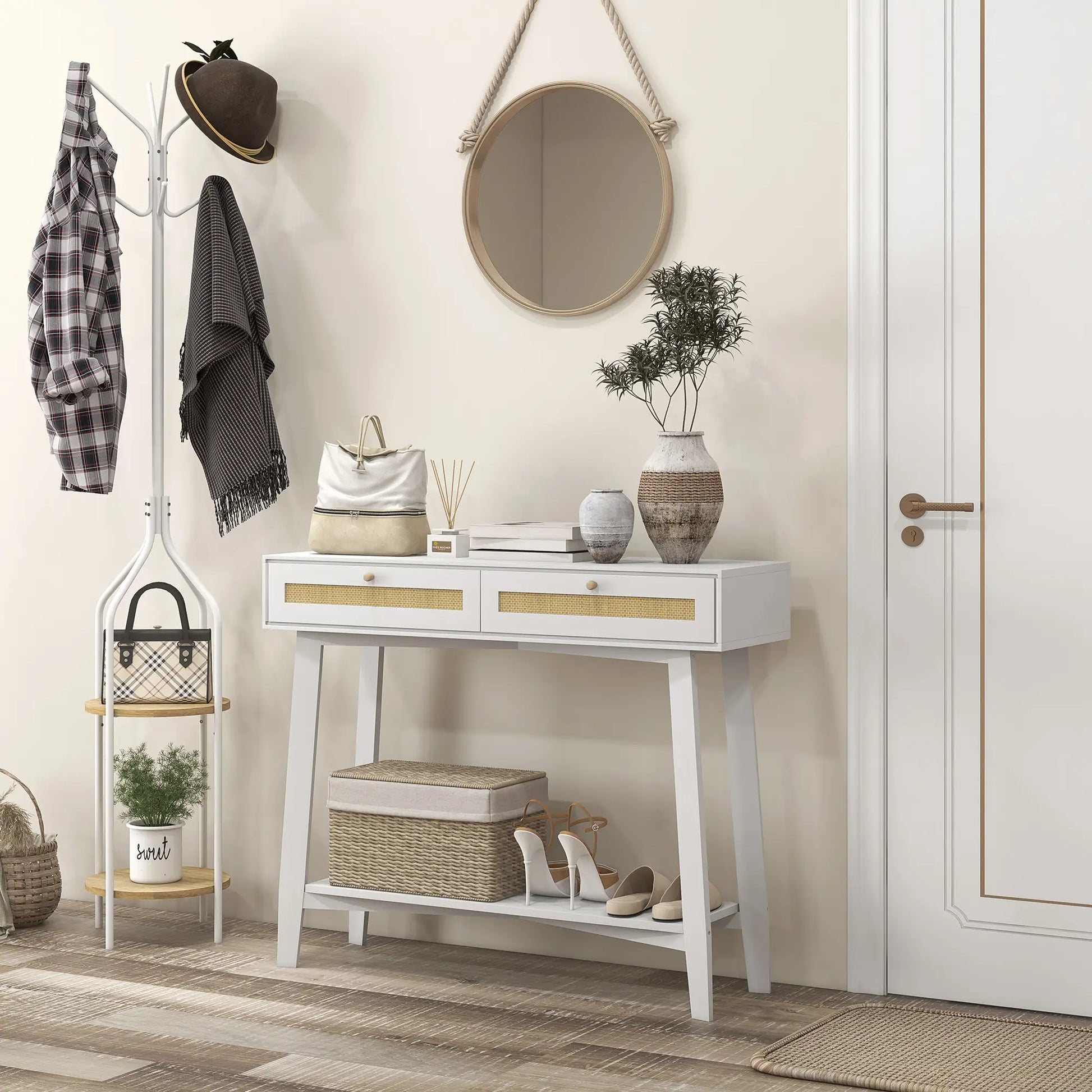 CONSOLA BOHO RATÁN “CANNAGE WHITE DOUBLE DRAWER” image 8