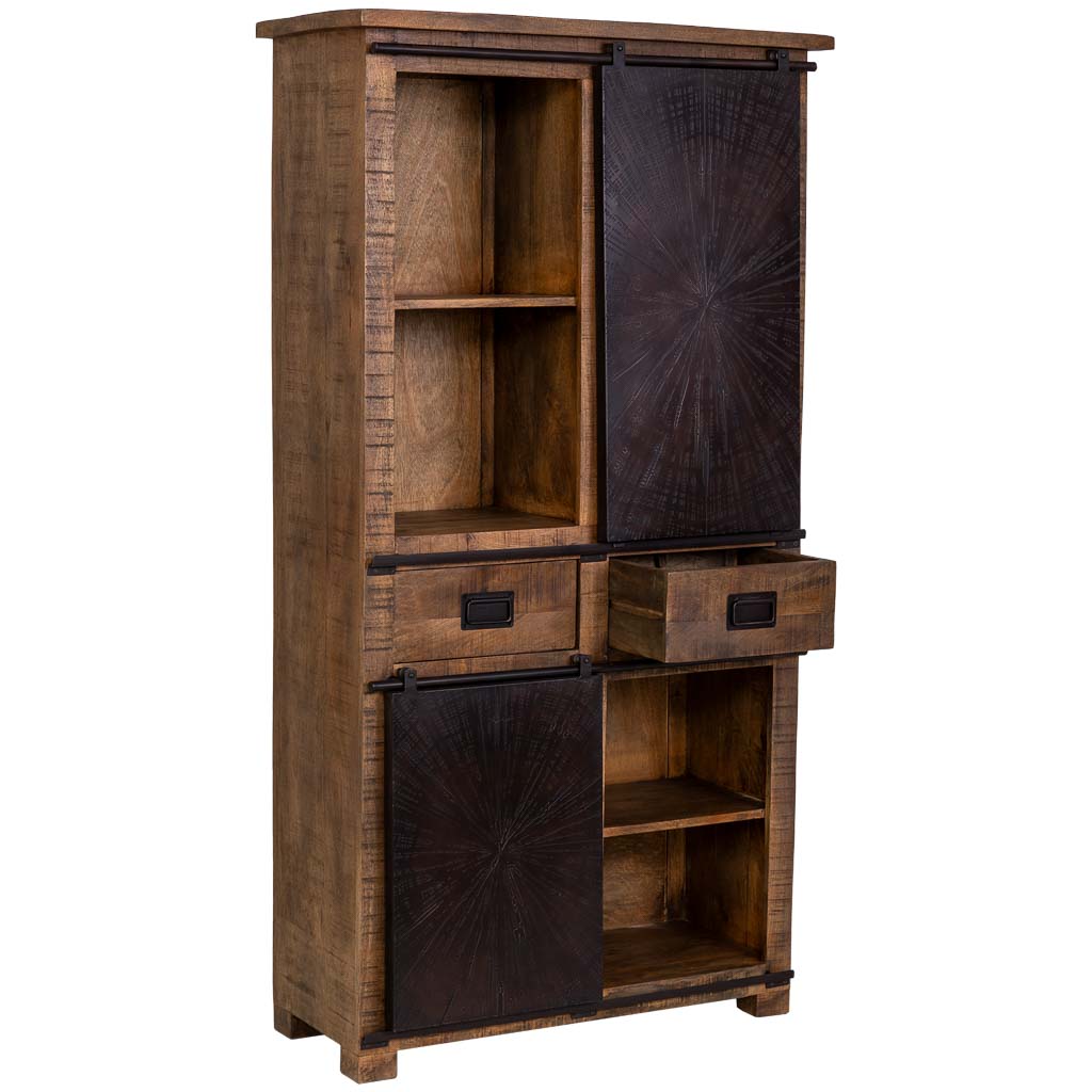 ARMARIO ÓXIDO ARTESANAL DE MADERA MACIZA CON 5 CAJONES Y 2 PUERTAS image 3