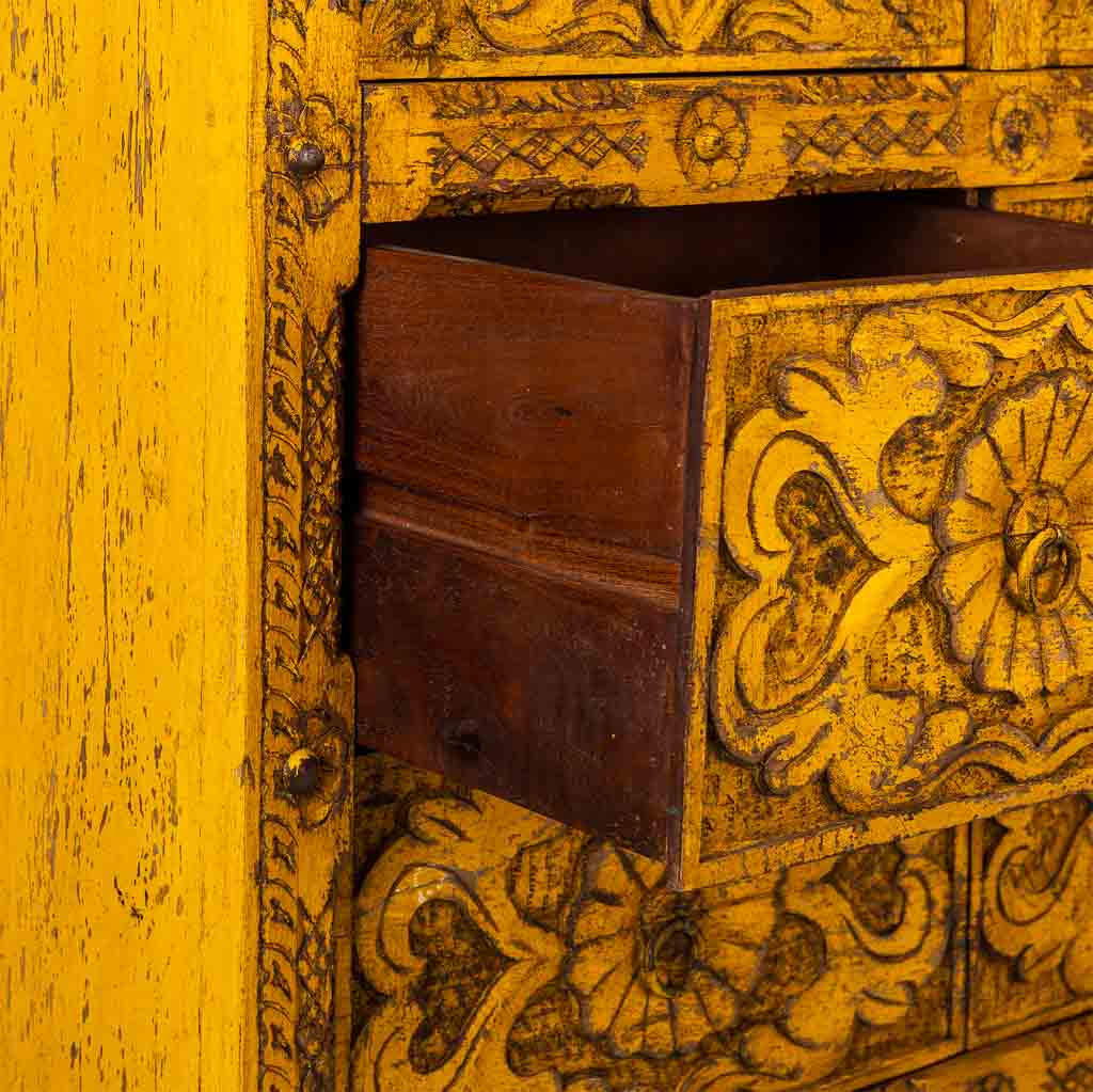 ARMARIO DALIAN YELLOW ARTESANAL DE MADERA MACIZA 2 CAJONES Y 4 PUERTAS image 3