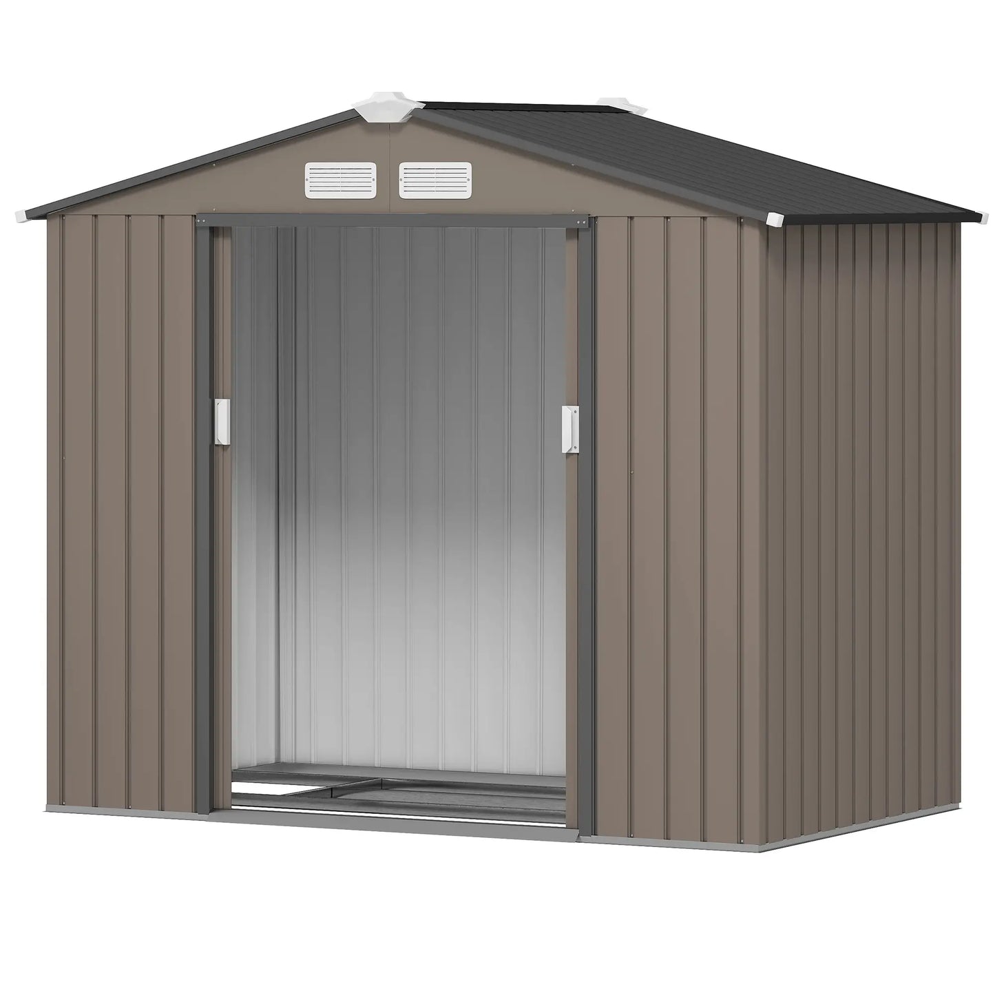 CASETA DE JARDÍN EXTERIOR DE ACERO 213×130×185 CM MARRÓN image 7