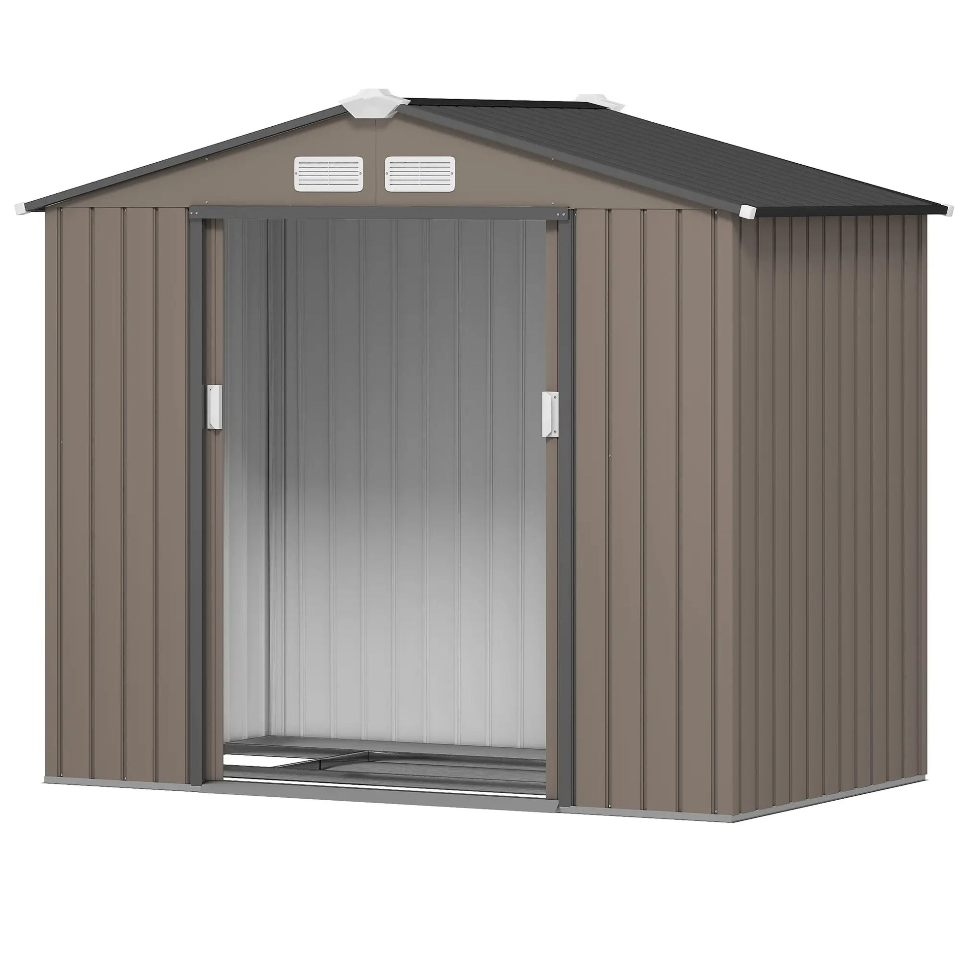 CASETA DE JARDÍN EXTERIOR DE ACERO 213×130×185 CM MARRÓN image 7