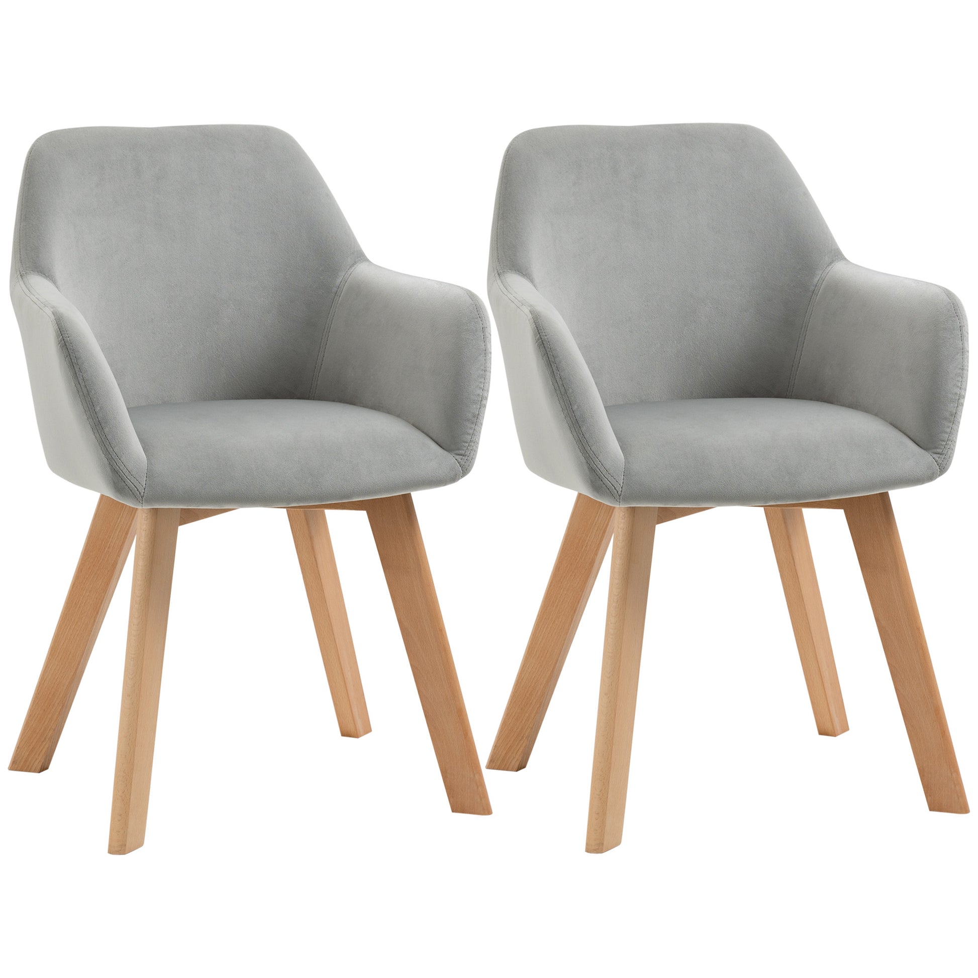 JUEGO DE 2 SILLAS DE COMEDOR TERCIPELO GRIS – MODELO LUNA image 1