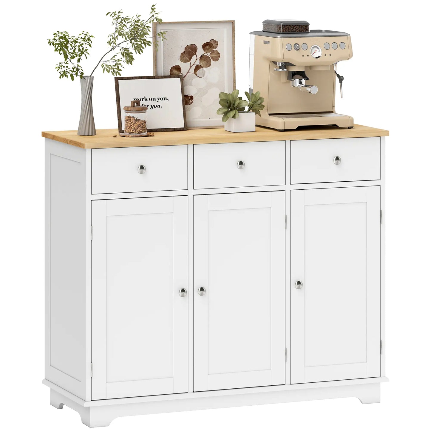 APARADOR DE COCINA BLANCO MODERNO CON 3 CAJONES Y 3 ARMARIOS image 4