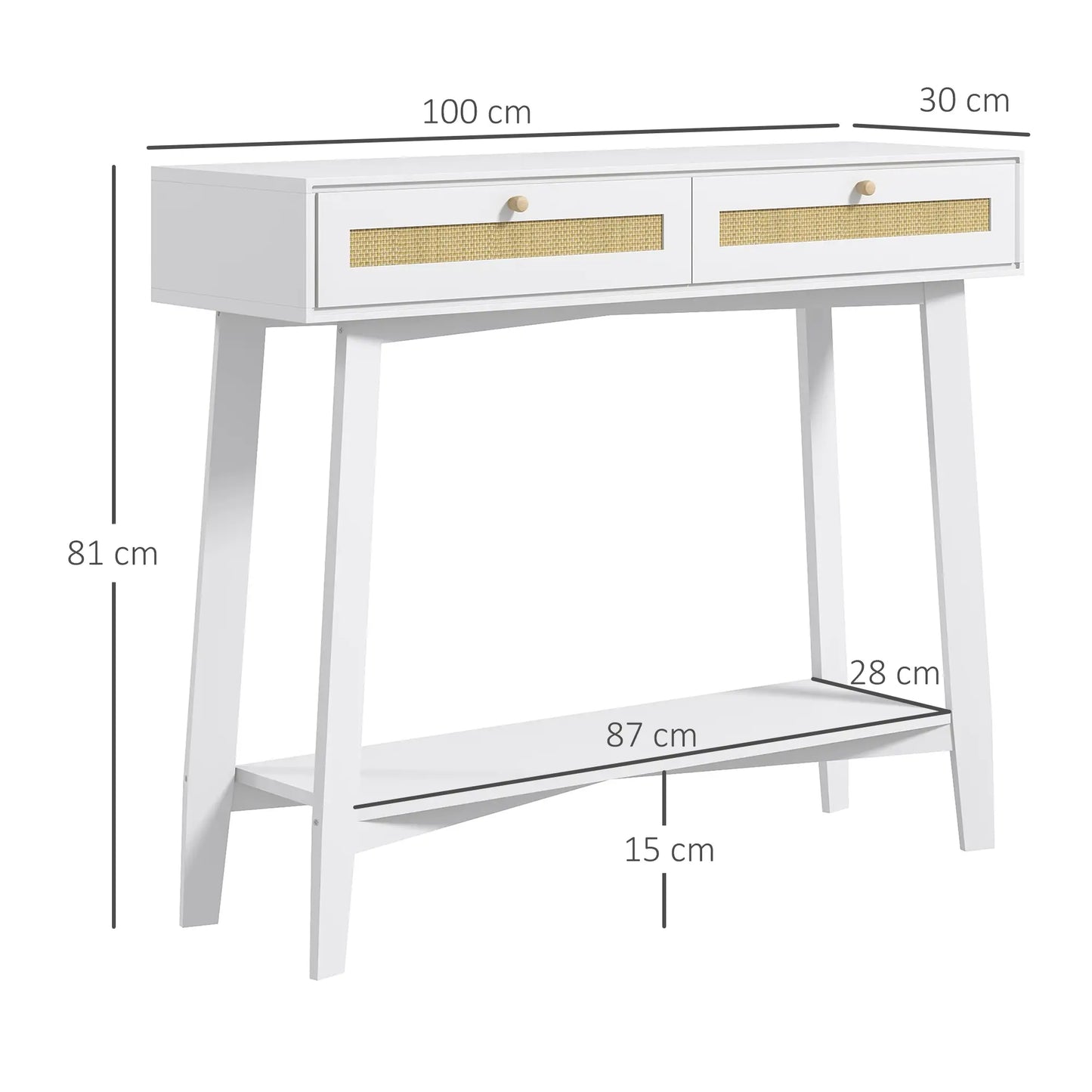 CONSOLA BOHO RATÁN “CANNAGE WHITE DOUBLE DRAWER” image 4
