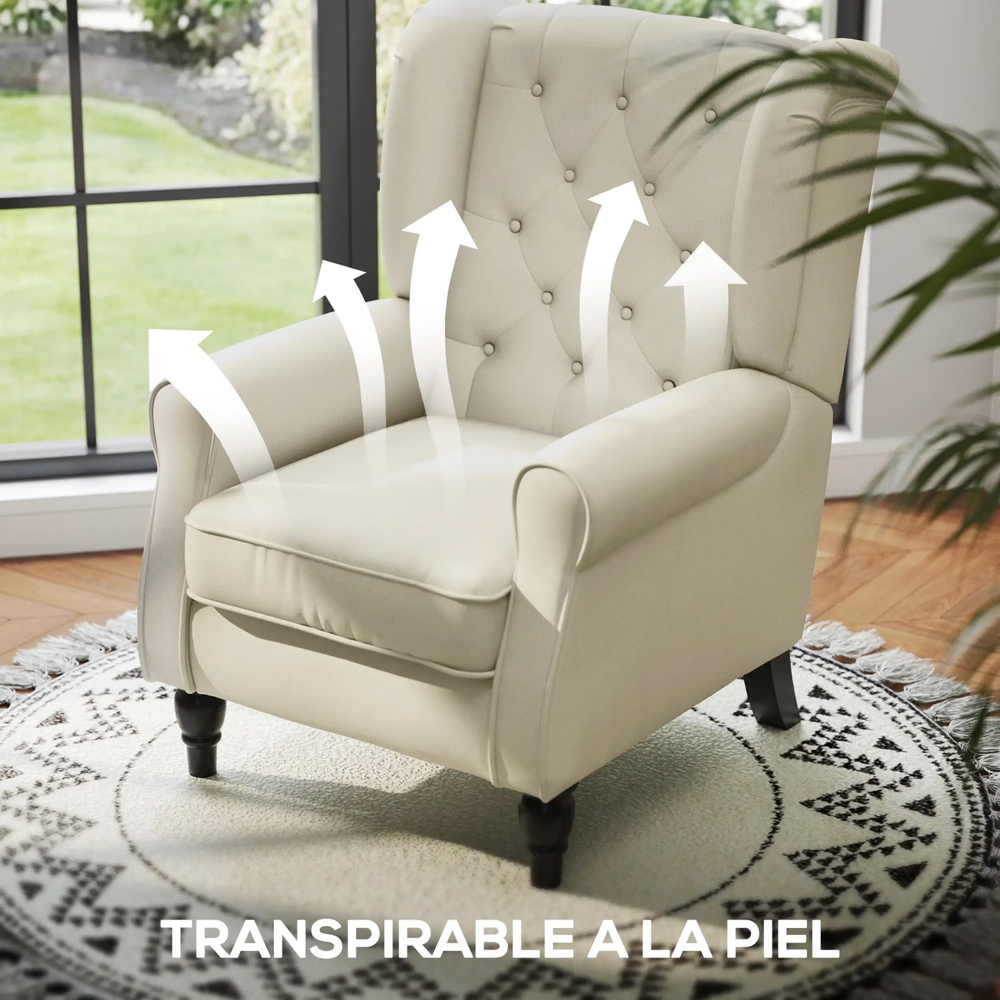 Sillón Versalles con Reposacabezas y Patas de Madera image 6