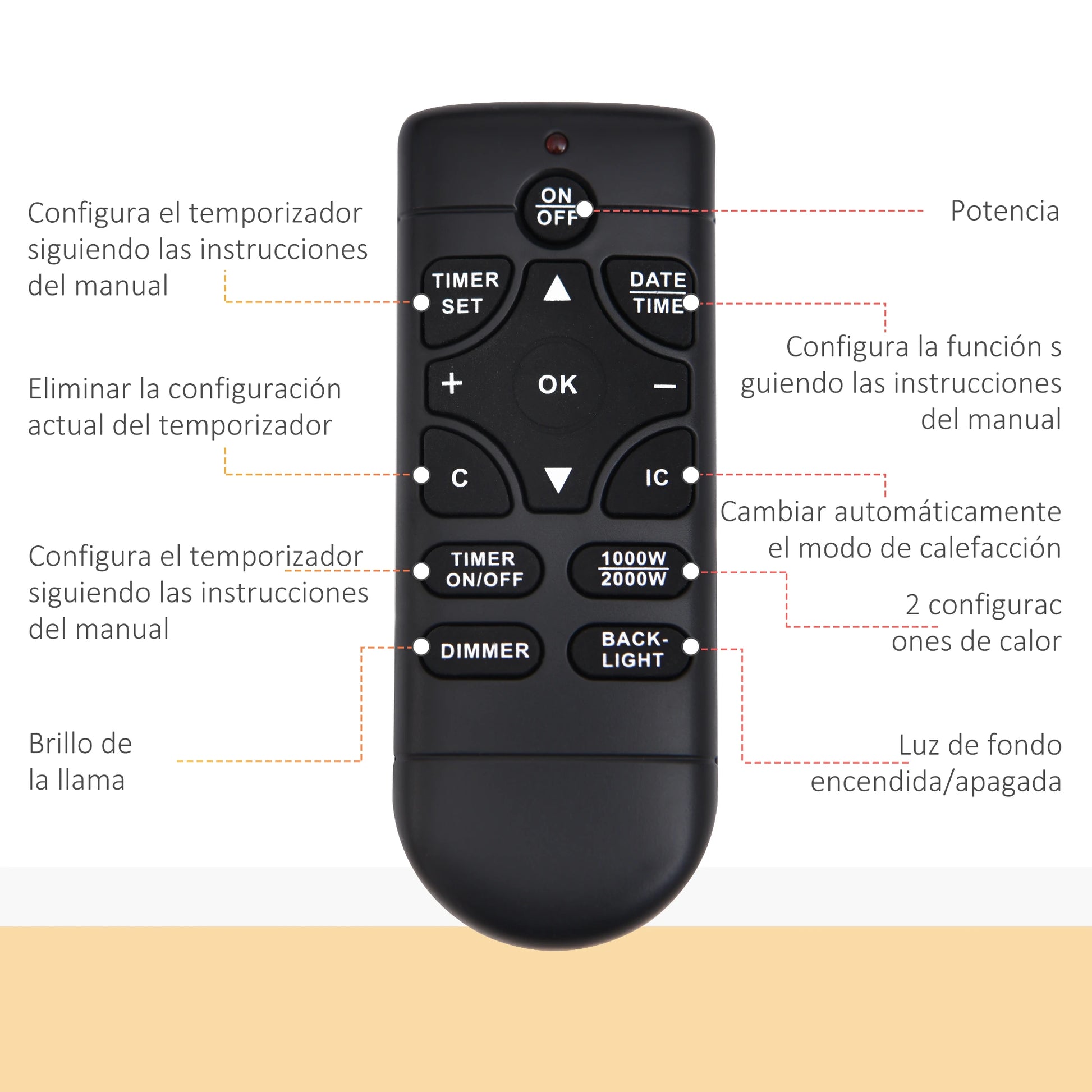 CHIMENEA ELÉCTRICA WALLFIRE ATMOS 1800W 65 CM NEGRO image 6