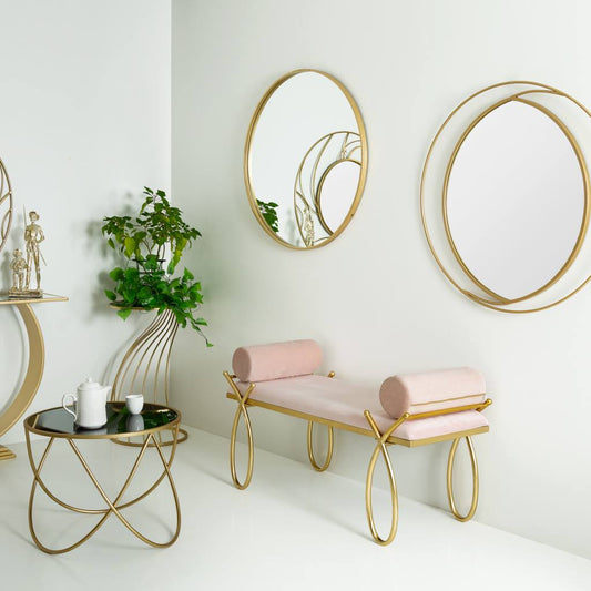 BANQUETA DORADA ROSÉ VELVET SANTIAGO image 0