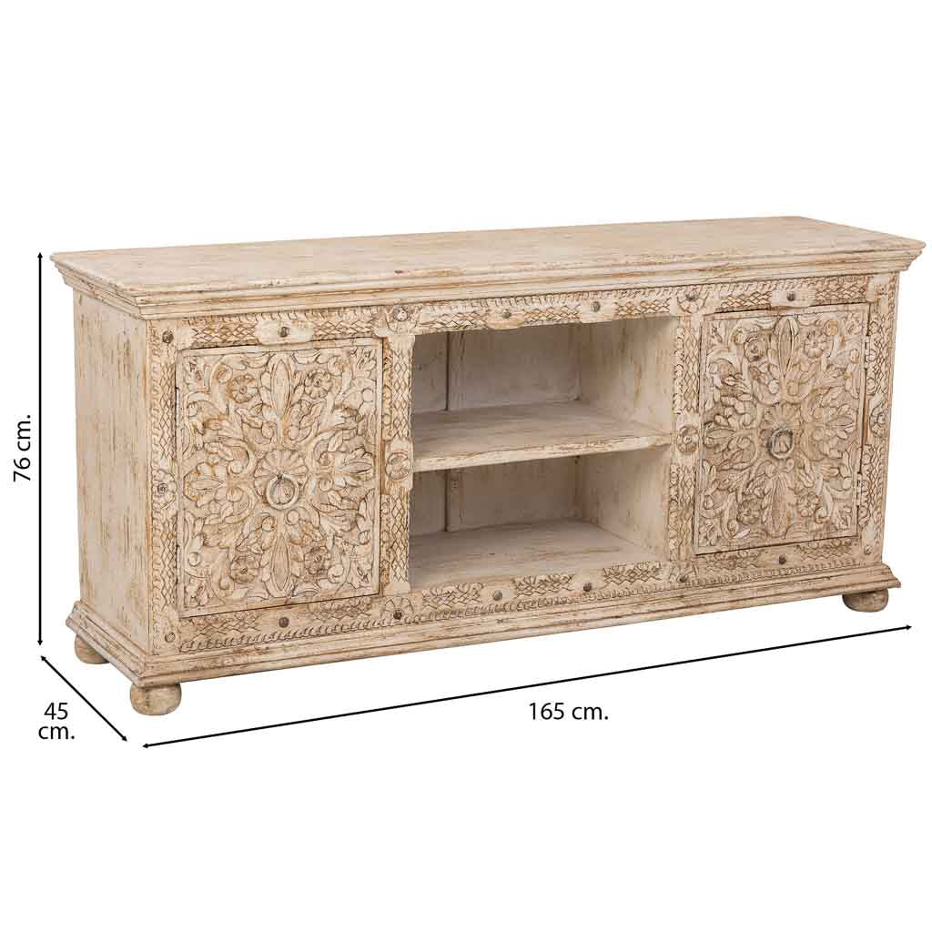 APARADOR DALIAN BLANCO ENVEJECIDO 2 PUERTAS Y HUECO CENTRAL image 2