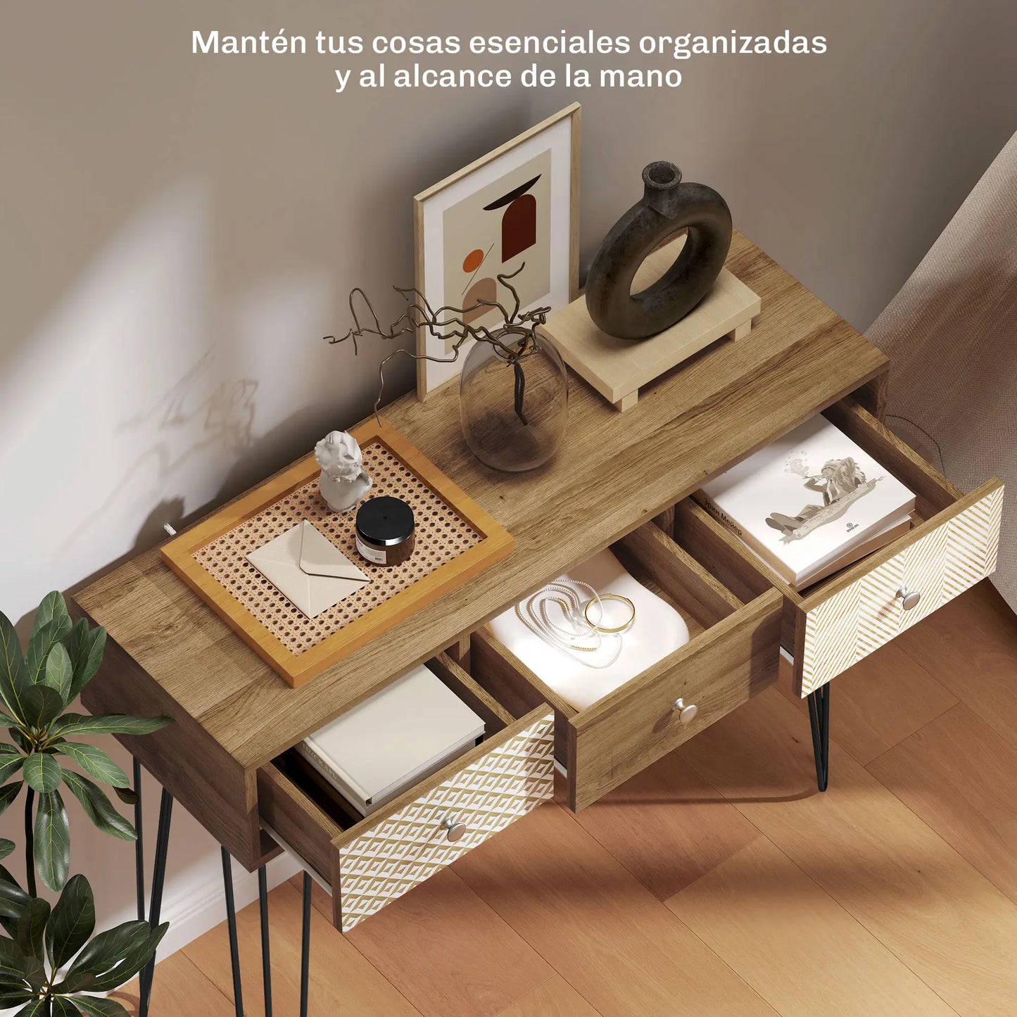 MESA CONSOLA BOHEMIA “NATURAL HARP 3 DRAWERS” image 9