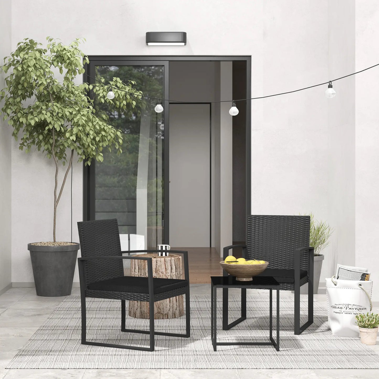 CONJUNTO DE JARDÍN BISTRÓ NERO – RATÁN SINTÉTICO CON MESA Y 2 SILLAS image 4