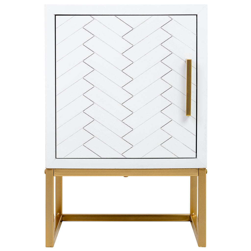 MESITA DE NOCHE MARTA BLANCA DE MADERA Y METAL CON 1 PUERTA image 5