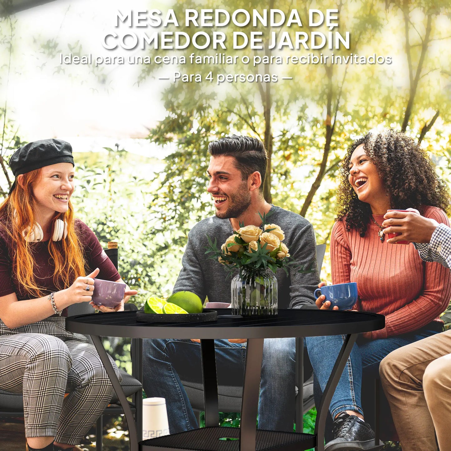 MESA DE COMEDOR EXTERIOR REDONDA BLACK SHADE Ø90 CM – CON ORIFICIO PARA SOMBRILL image 8