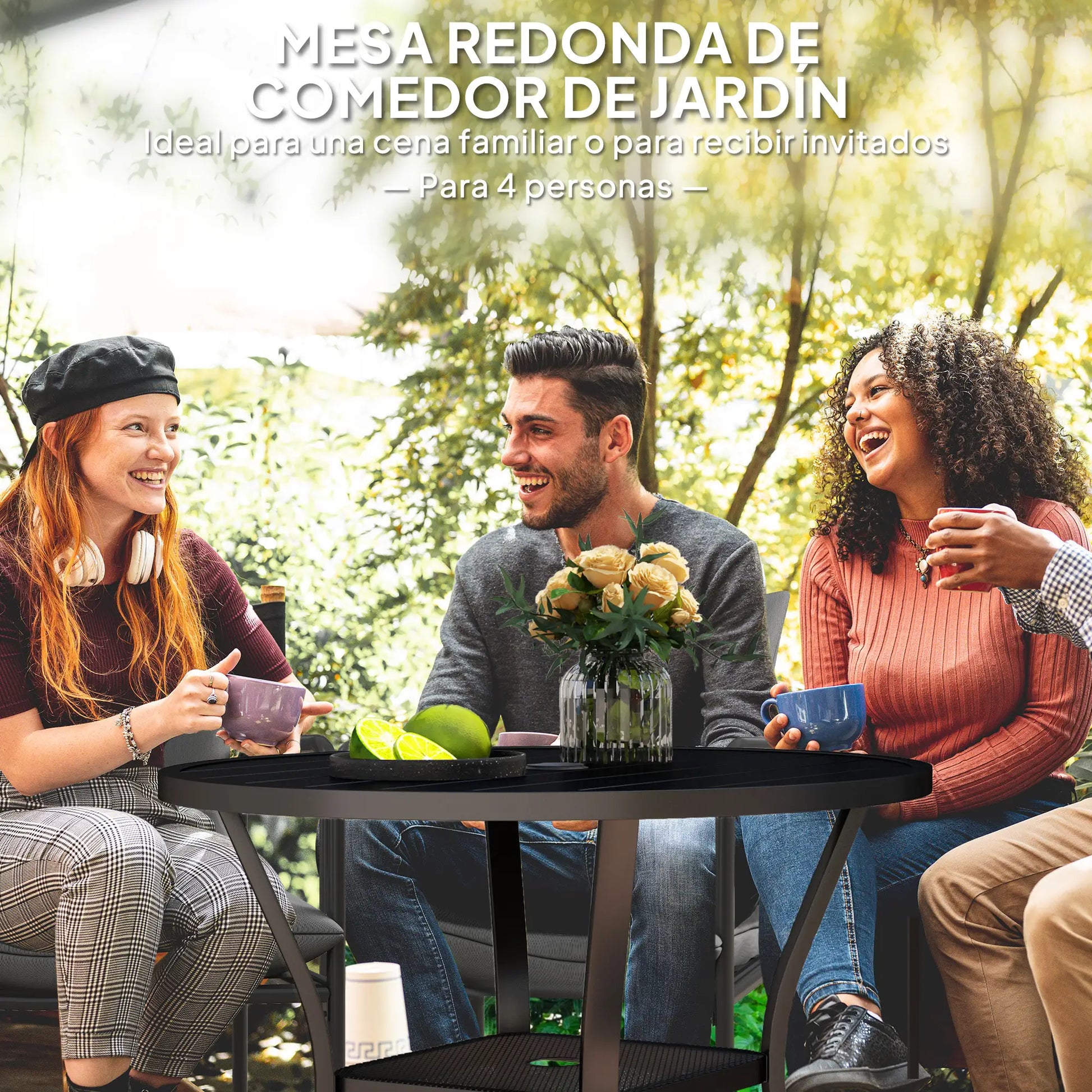 MESA DE COMEDOR EXTERIOR REDONDA BLACK SHADE Ø90 CM – CON ORIFICIO PARA SOMBRILL image 8
