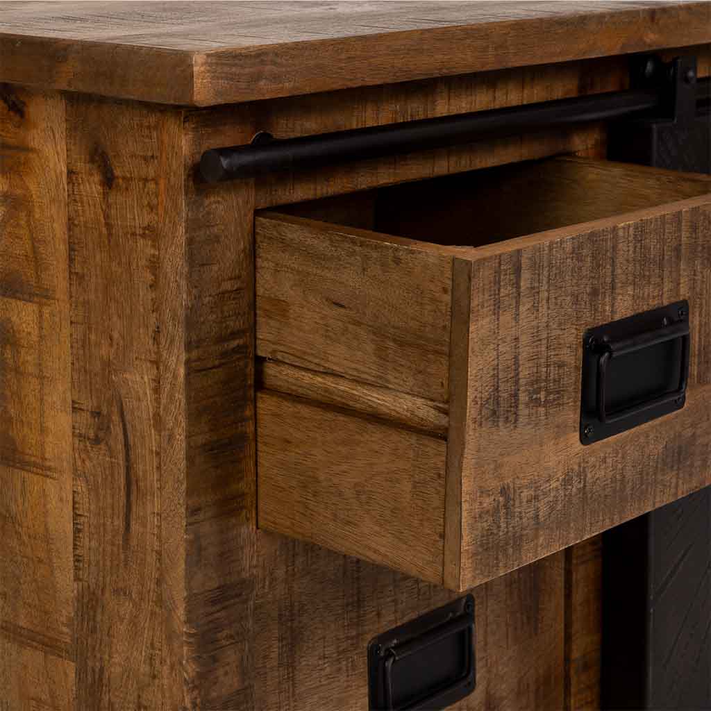 APARADOR ÓXIDO ARTESANAL DE MADERA MACIZA CON PUERTAS CORREDERAS Y 4 CAJONES image 8