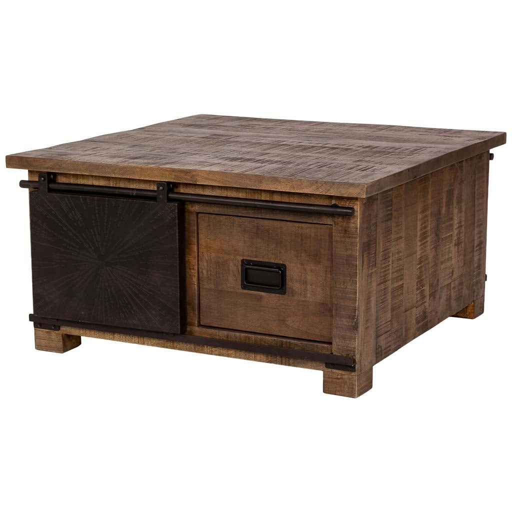 MESA DE CENTRO ÓXIDO ARTESANAL DE MADERA MACIZA image 0