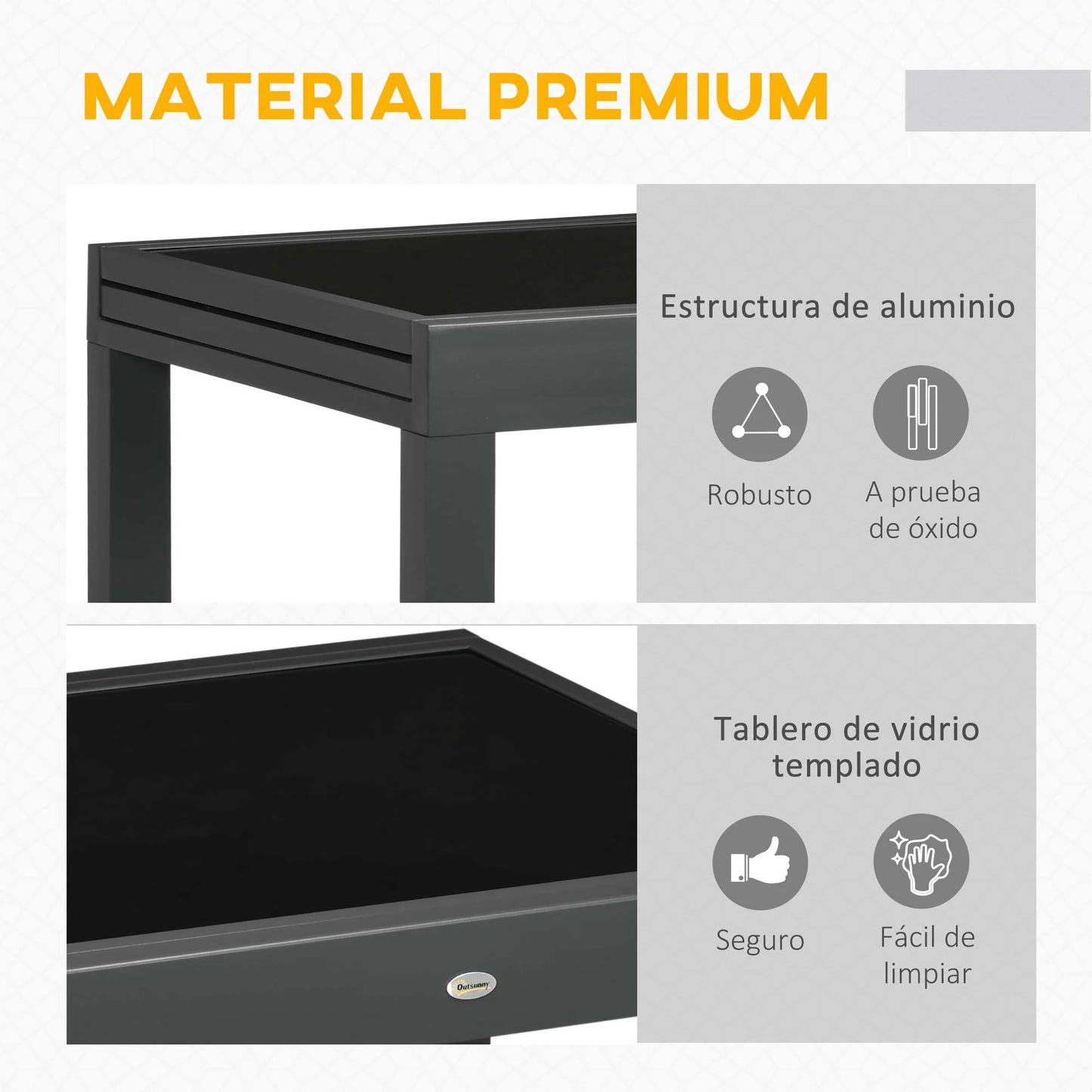 MESA DE JARDÍN EXTENSIBLE ALUMINIO NEGRO MODELO BAHÍA image 4