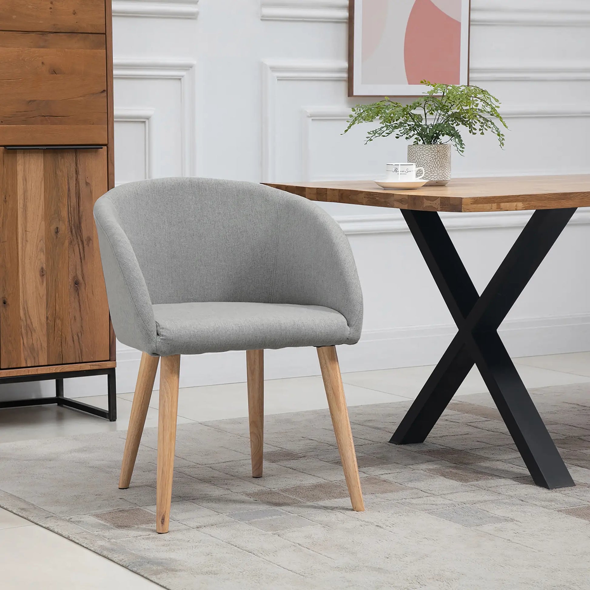 SILLA DE COMEDOR TAPIZADA EN LINO SINTÉTICO – GRIS image 0