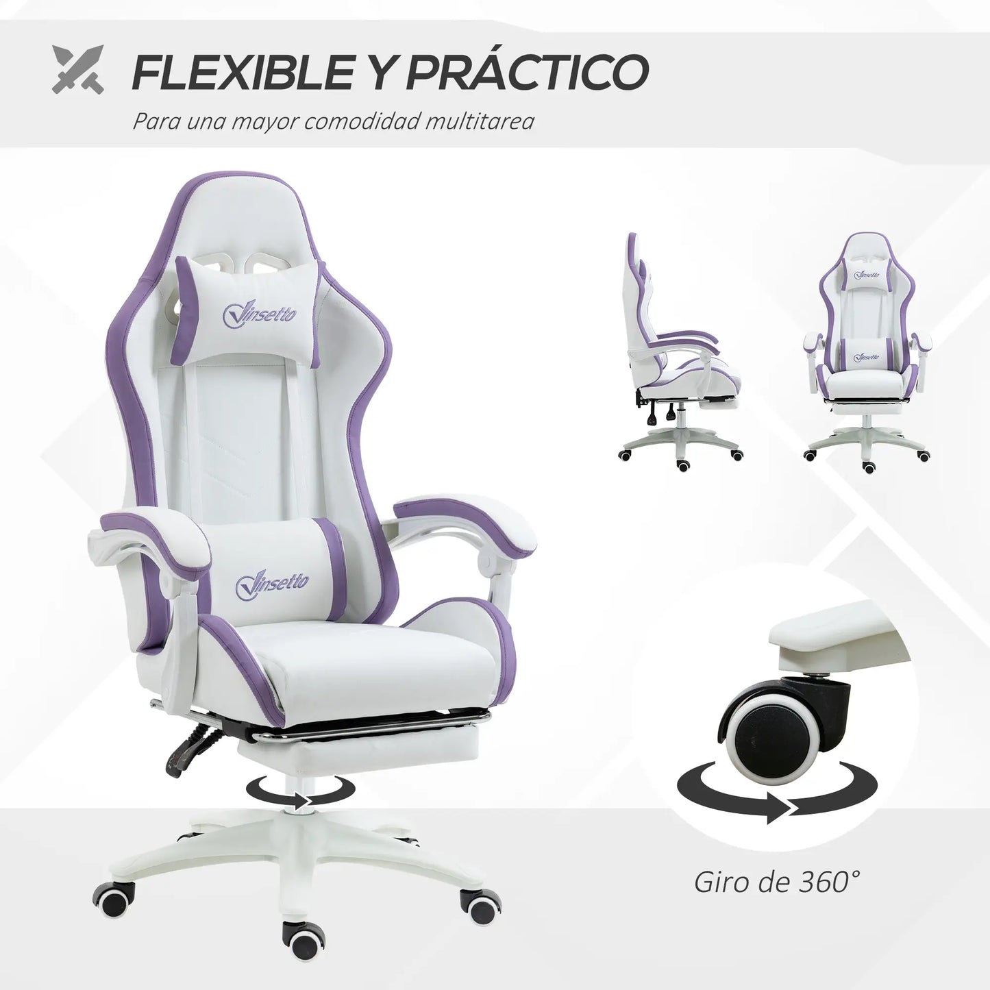 SILLA GAMER MODELO BLANCOVIOLET image 7