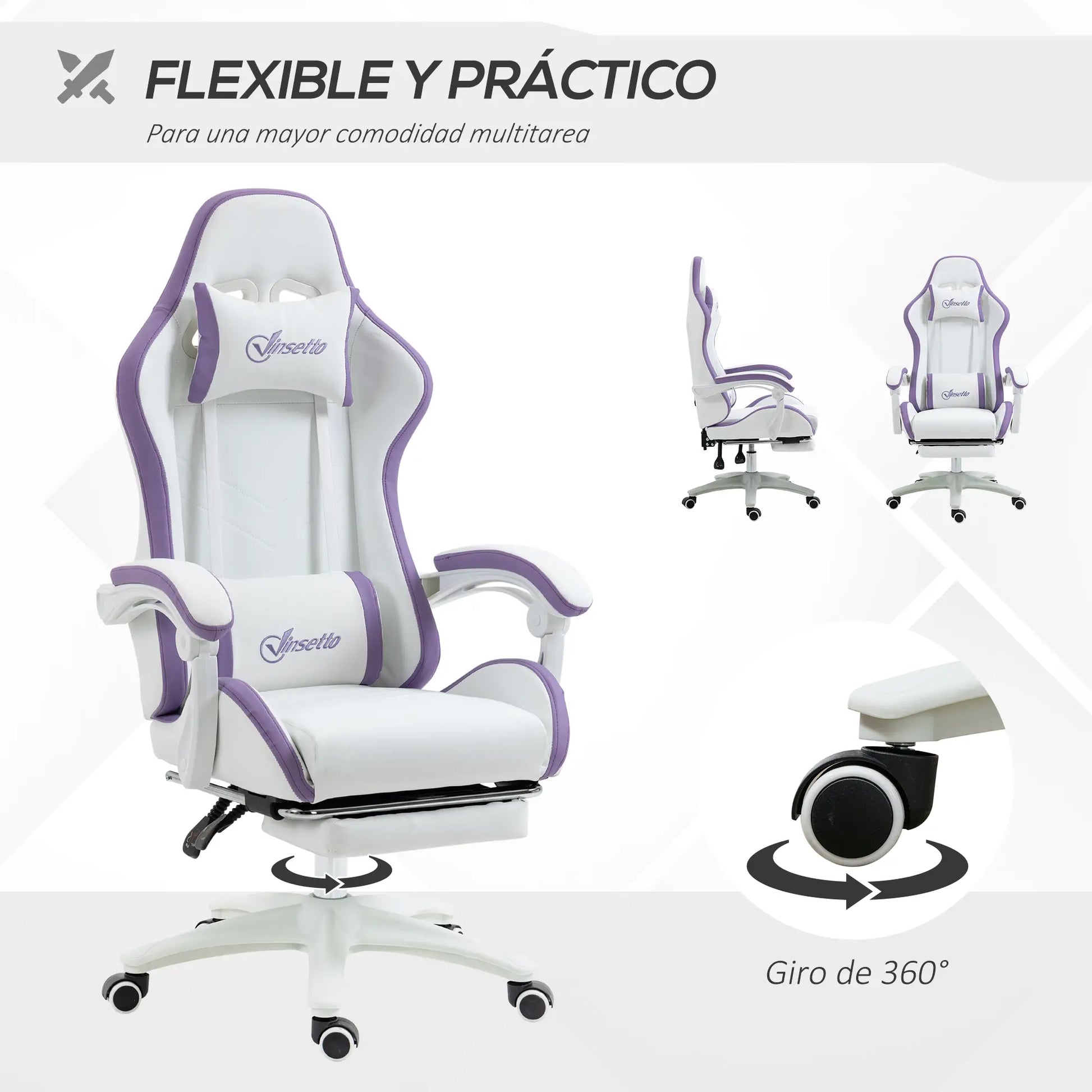 SILLA GAMER MODELO BLANCOVIOLET image 7
