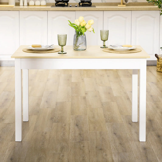 MESA DE COMEDOR PARA 4-6 PERSONAS – ROBLE Y BLANCO image 0