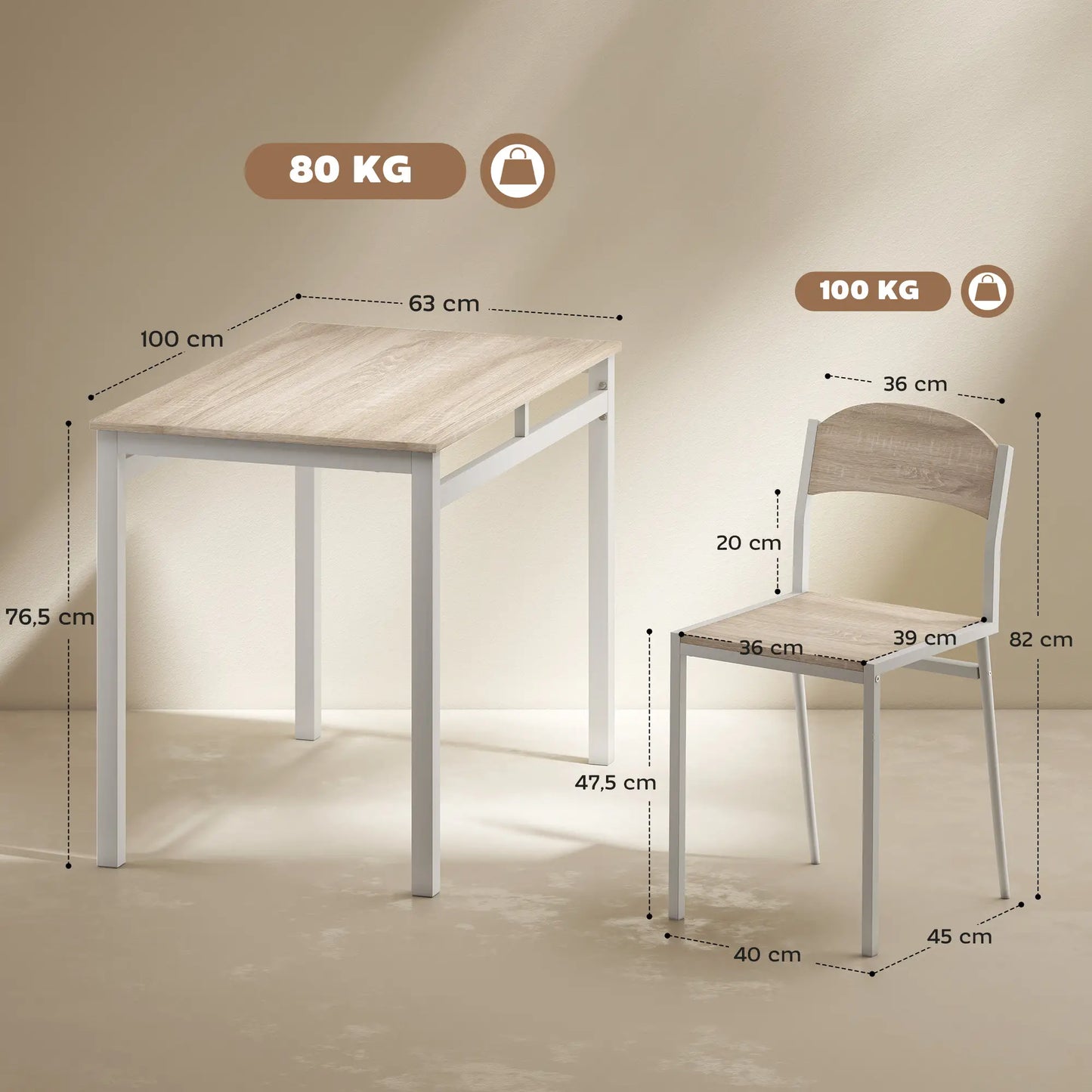 JUEGO DE MESA Y 4 SILLAS DE COMEDOR ESTILO MODERNO BLANCO – MODELO NORDIC image 6