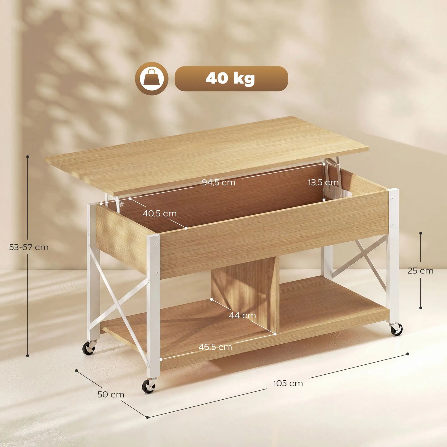 🛋️ Mesa de Centro Elevable FLOW – Funcionalidad Inteligente con Ruedas