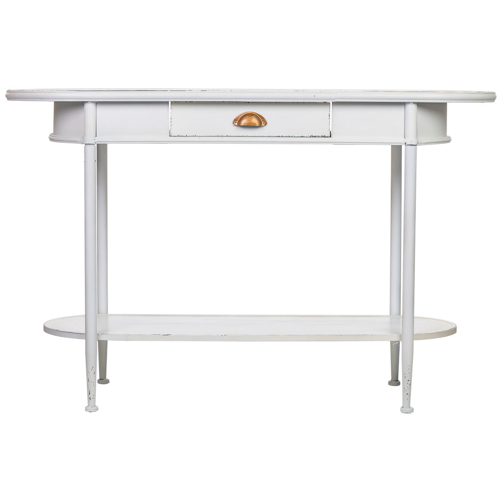 KIT RECIBIDOR ALKA DE METAL BLANCO ENVEJECIDO 1 CAJÓN + 1 BALDA image 3