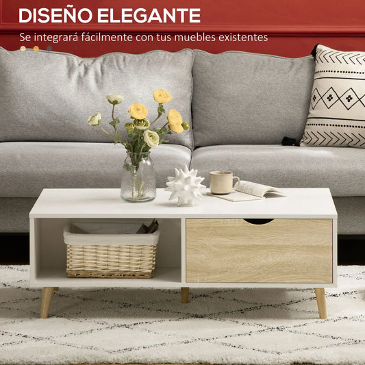 MESA NÓRDICA BLANCA CON CAJONES image 0