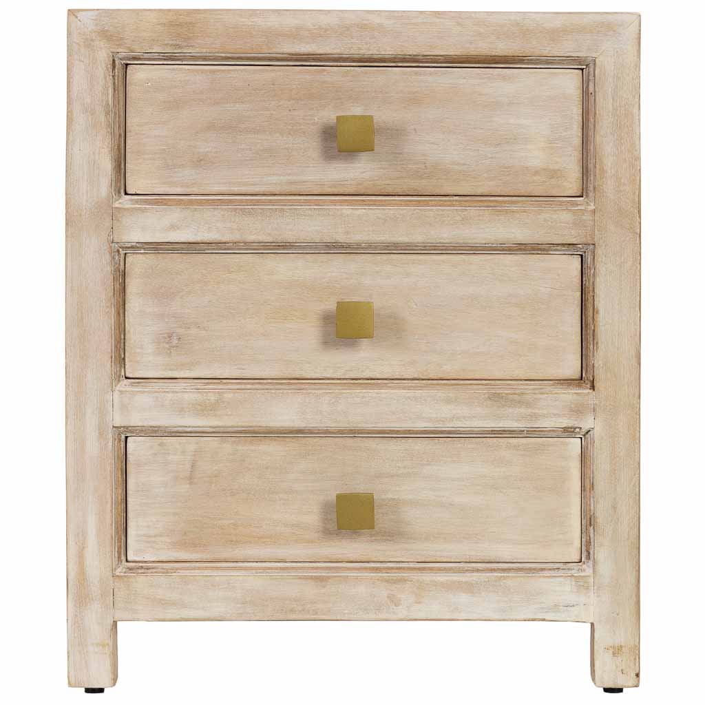 MESITA DE NOCHE ALMA DE MADERA BLANCA 3 CAJONES image 6