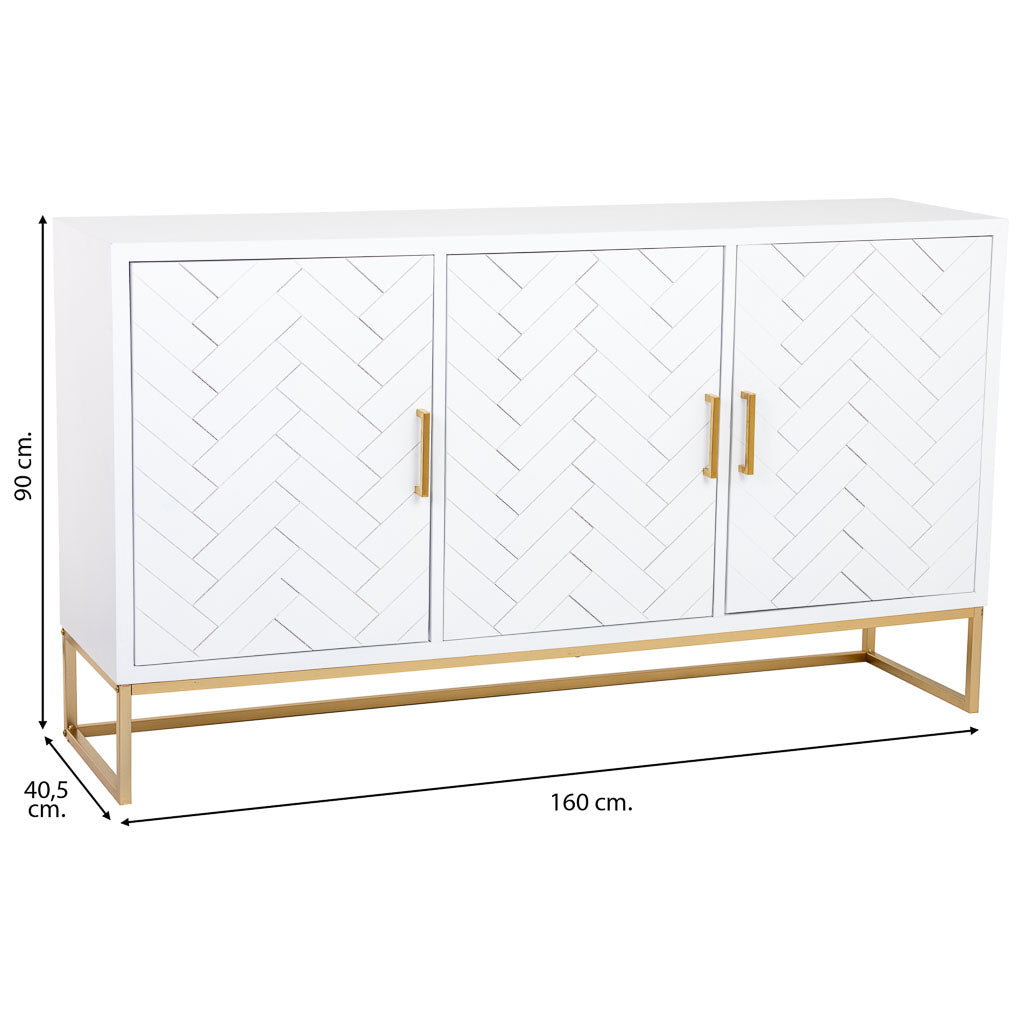 APARADOR MARTA DE MADERA Y METAL BLANCO 3 PUERTAS image 3