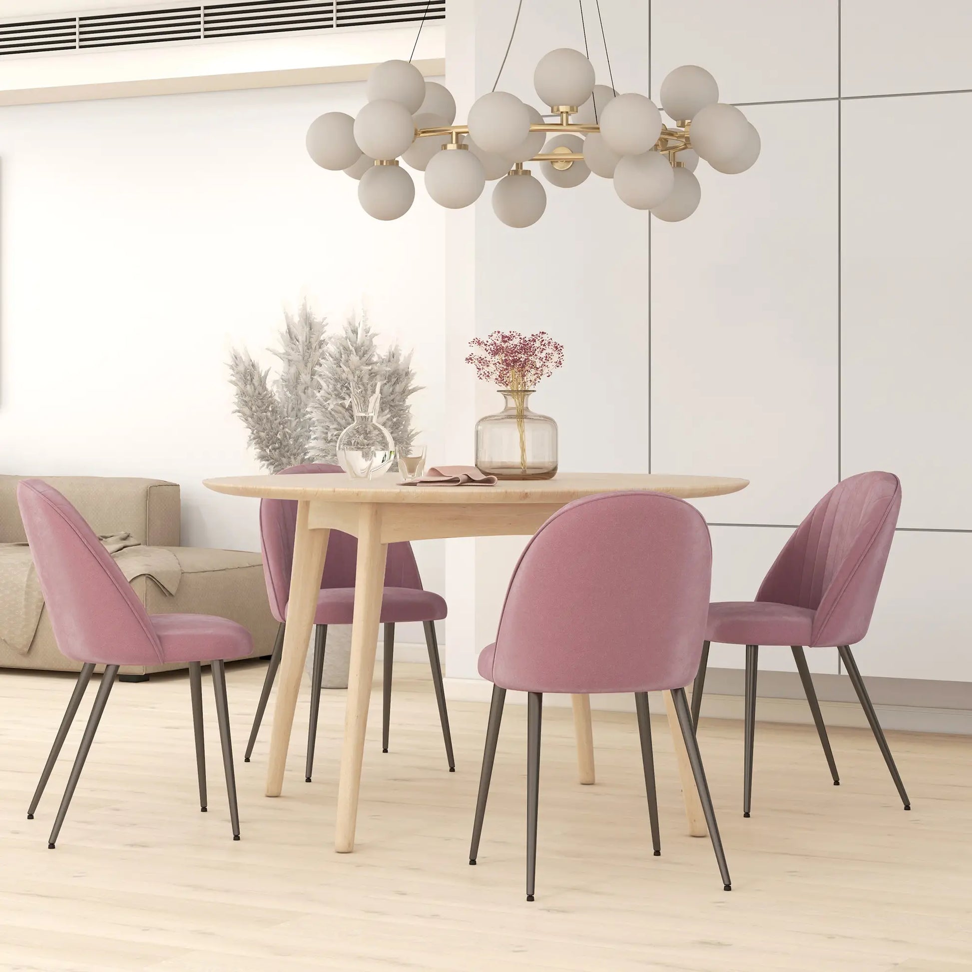 PACK DE 4 SILLAS DE COMEDOR MODERNAS EN TERCIOPELO ROSA PALO image 5