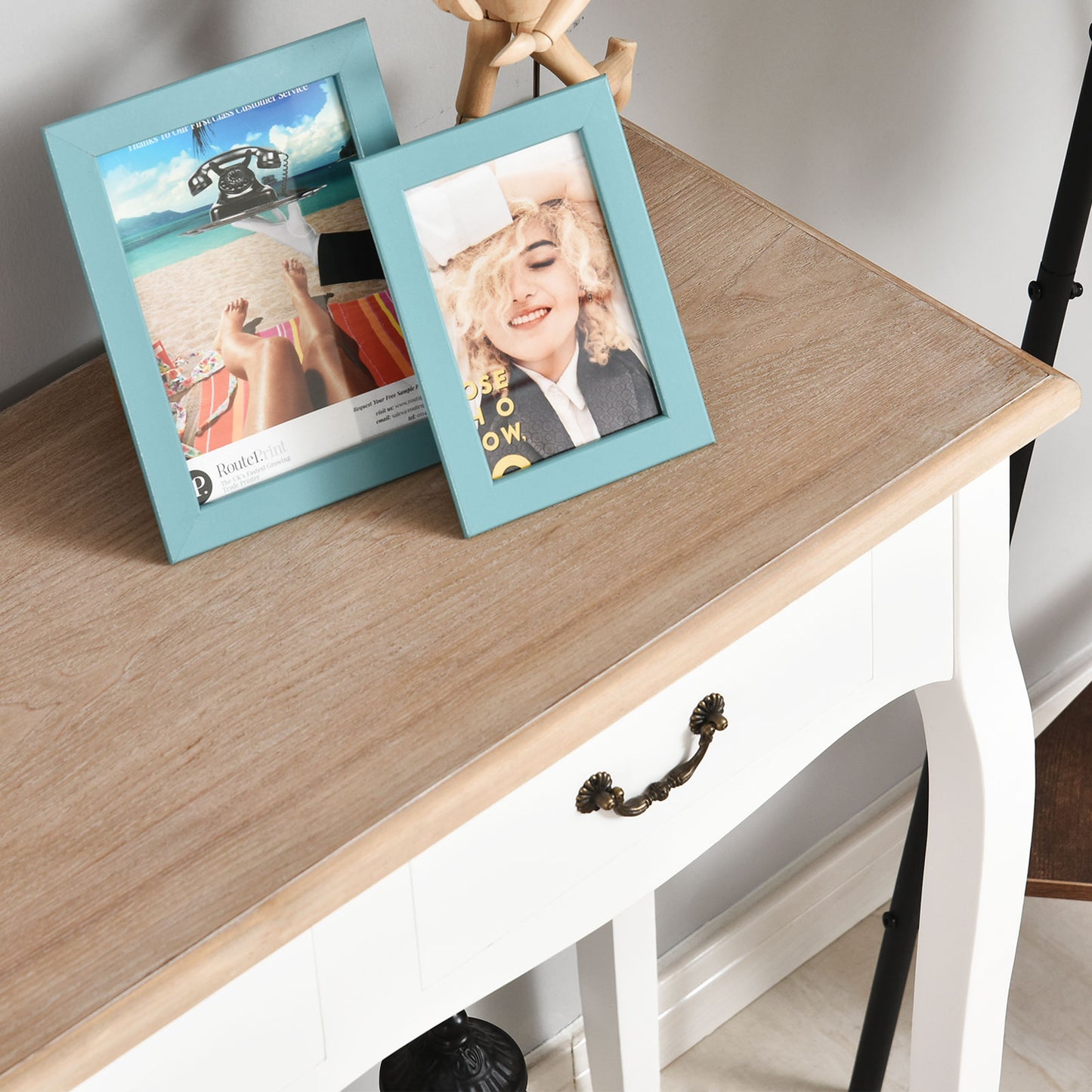 CONSOLA RETRO BLANCA “COUNTRY CHIC DOUBLE DRAWER” image 8