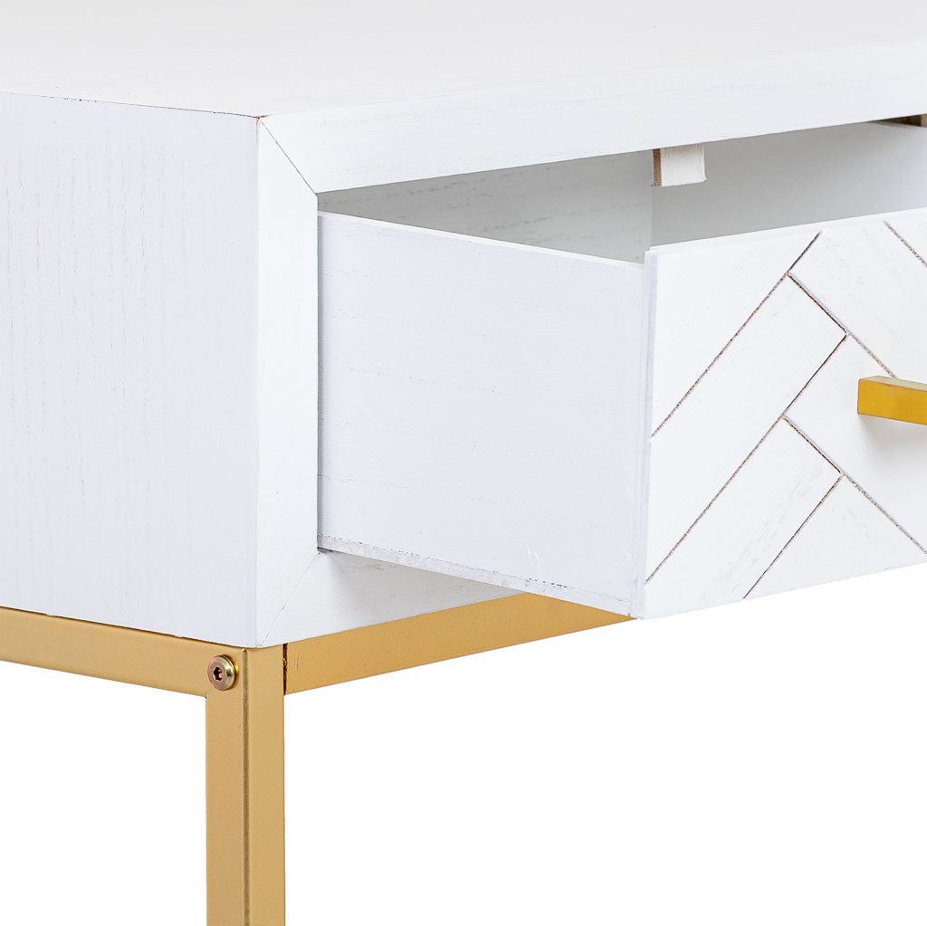 RECIBIDOR MARTA BLANCO CON 2 CAJONES DE MADERA Y METAL image 5