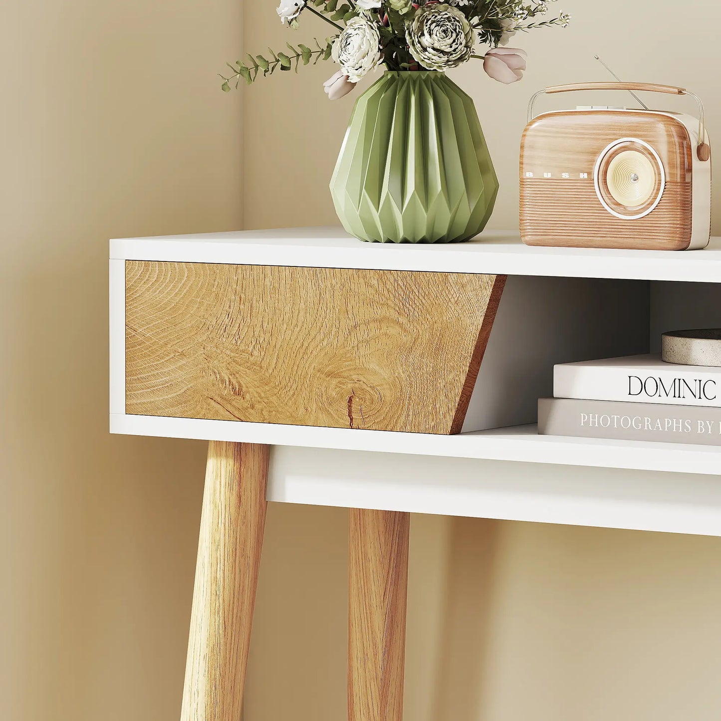 CONSOLA RECIBIDOR BLANCA “NORDIC LINEAR 2 DRAWERS” image 1