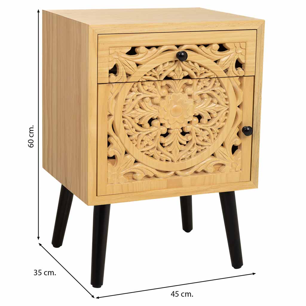 MESITA DE MADERA MARRÓN CON 1 CAJÓN Y 1 PUERTA image 6