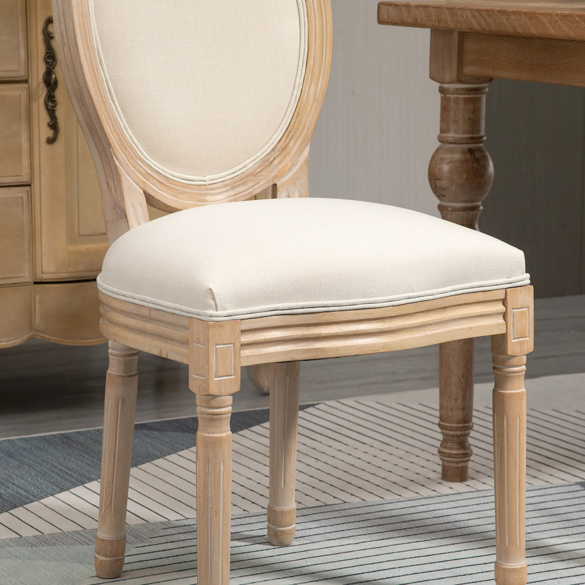 🪑 PACK 2 SILLAS MEDALLÓN VERSALLES – ESTILO LUIS XVI EN BEIGE CON MADERA MACIZA