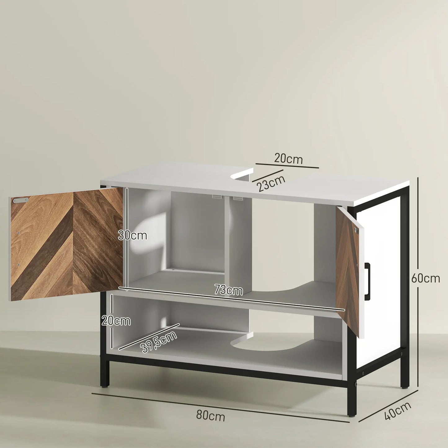 MUEBLE BAJO LAVABO LUNARA 80 CREMA Y NOGAL image 1