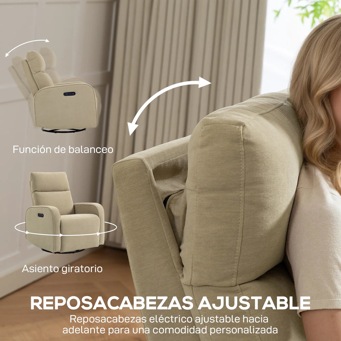 SILLÓN RELAX ELÉCTRICO LUMERA COMFORT DUO GIRATORIO Y BALANCÍN CON DOBLE MOTOR image 5