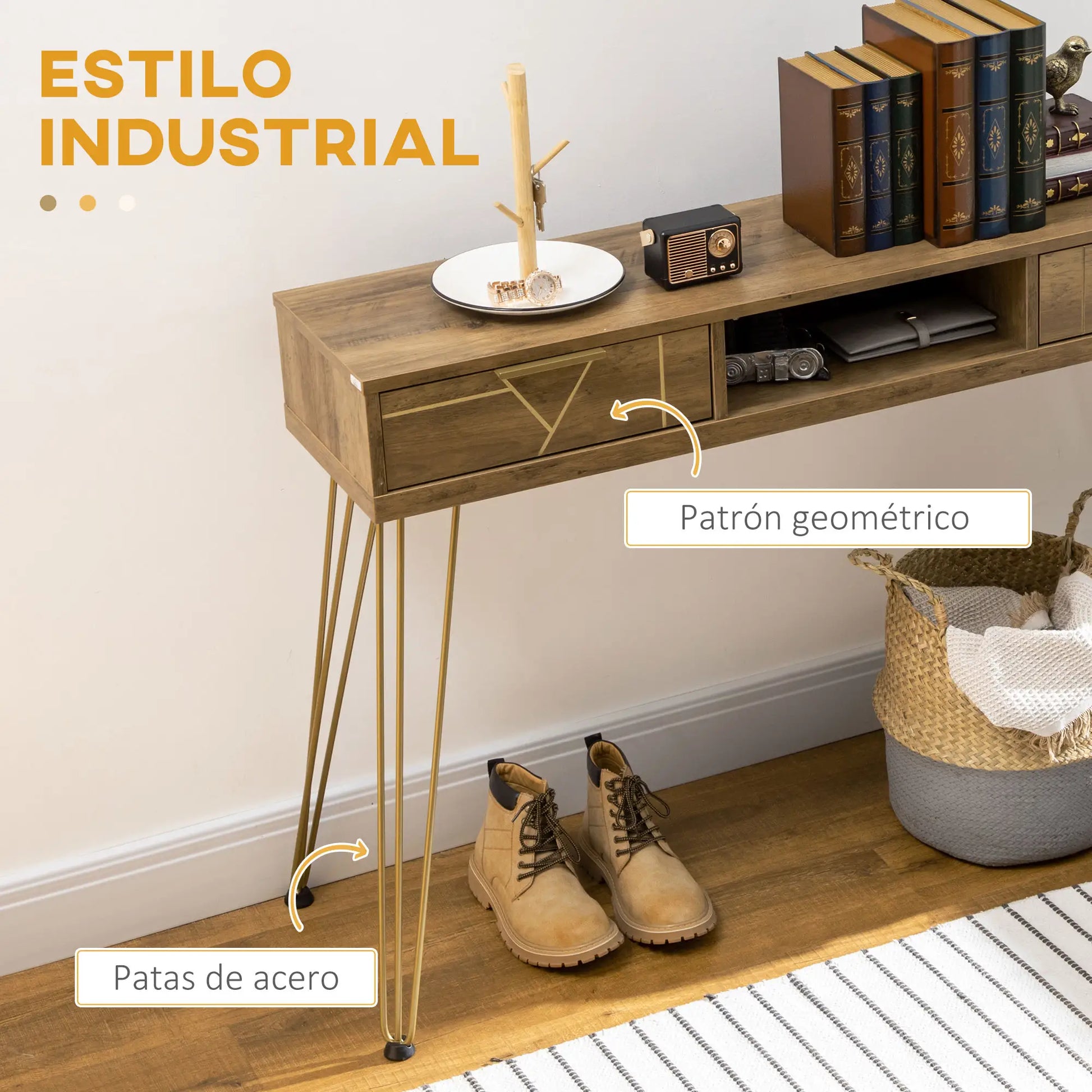 CONSOLA DE ENTRADA “BRONZE GEOMETRIC 2 DRAWERS” image 7