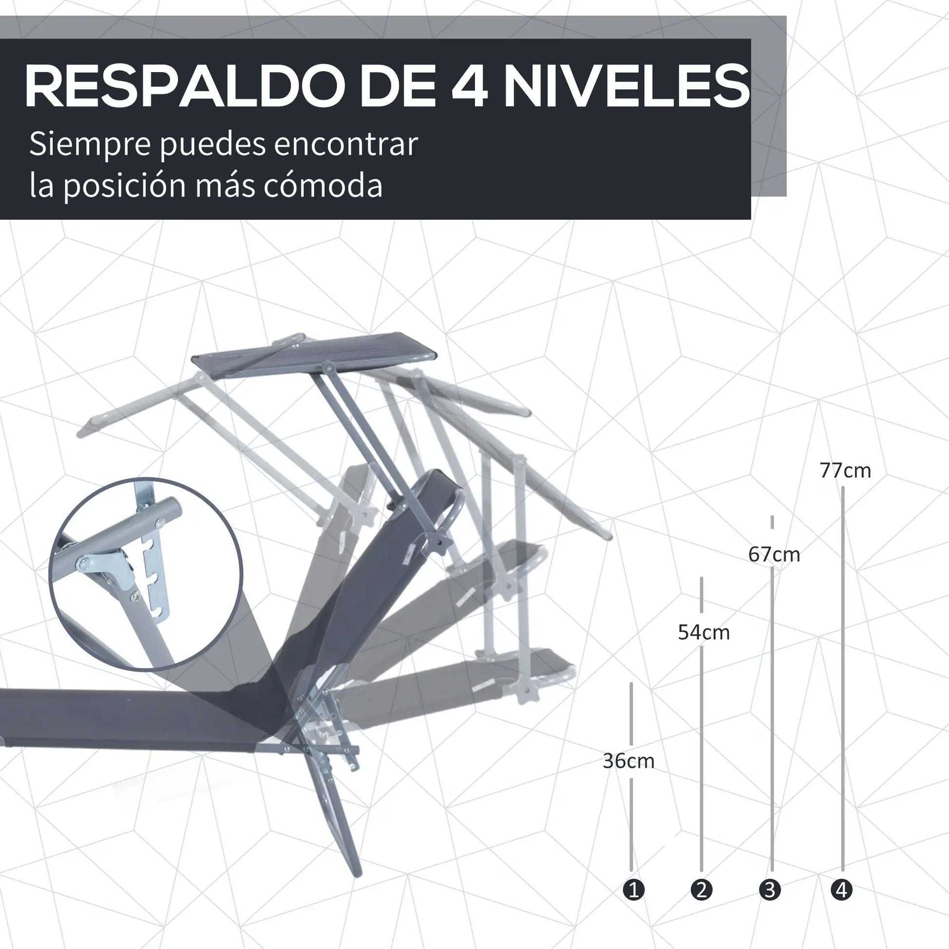 TUMBONA DE JARDÍN PLEGABLE CON TOLDO SUNRELAX PRO GRIS image 2