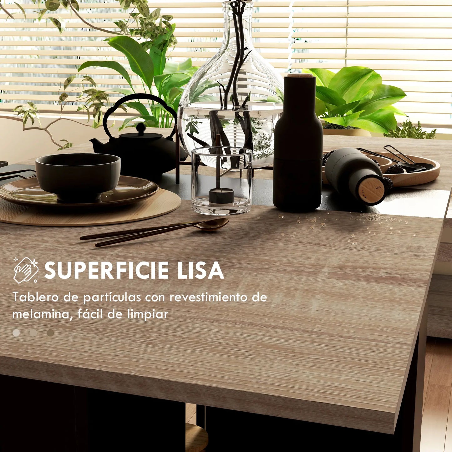 MESA DE COCINA PLEGABLE CON RUEDAS Y ALAS ABATIBLES 140 CM image 8