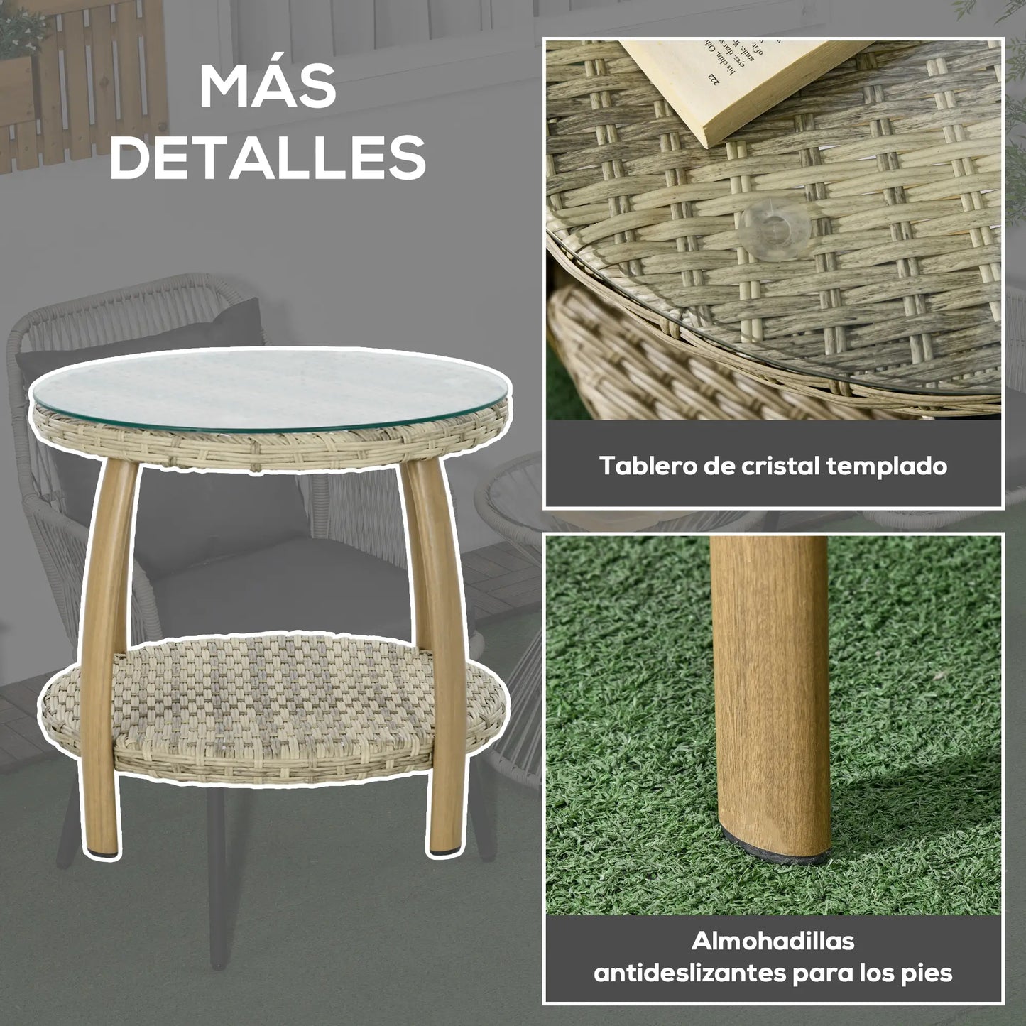 CONJUNTO BISTRÓ RATÁN ATLAS 3 PIEZAS EXTERIOR image 5